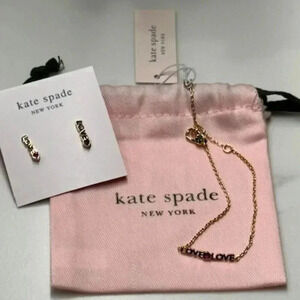 3 items Kate Spade Love Earrings and Bracelet NWT + Dustbag